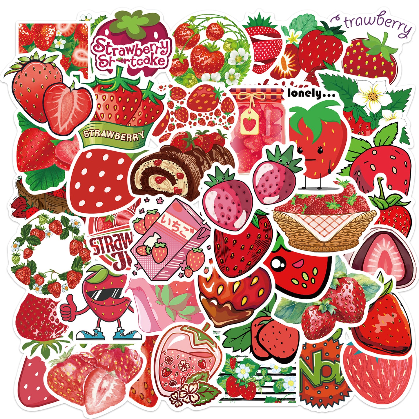 50pcs Strawberry 1 Stickers