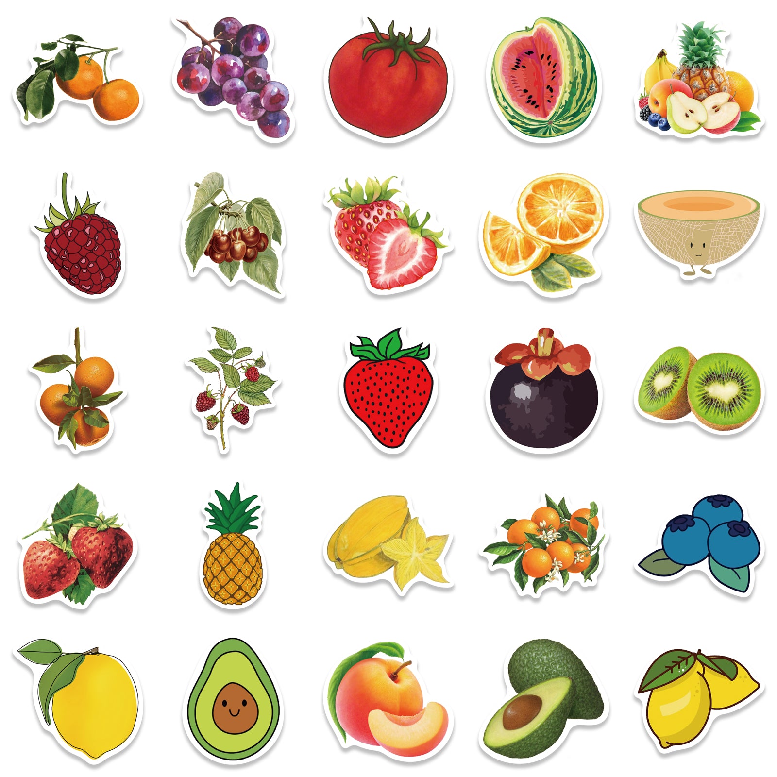 50pcs Fruits Collection 1 Stickers – AU Sticker World