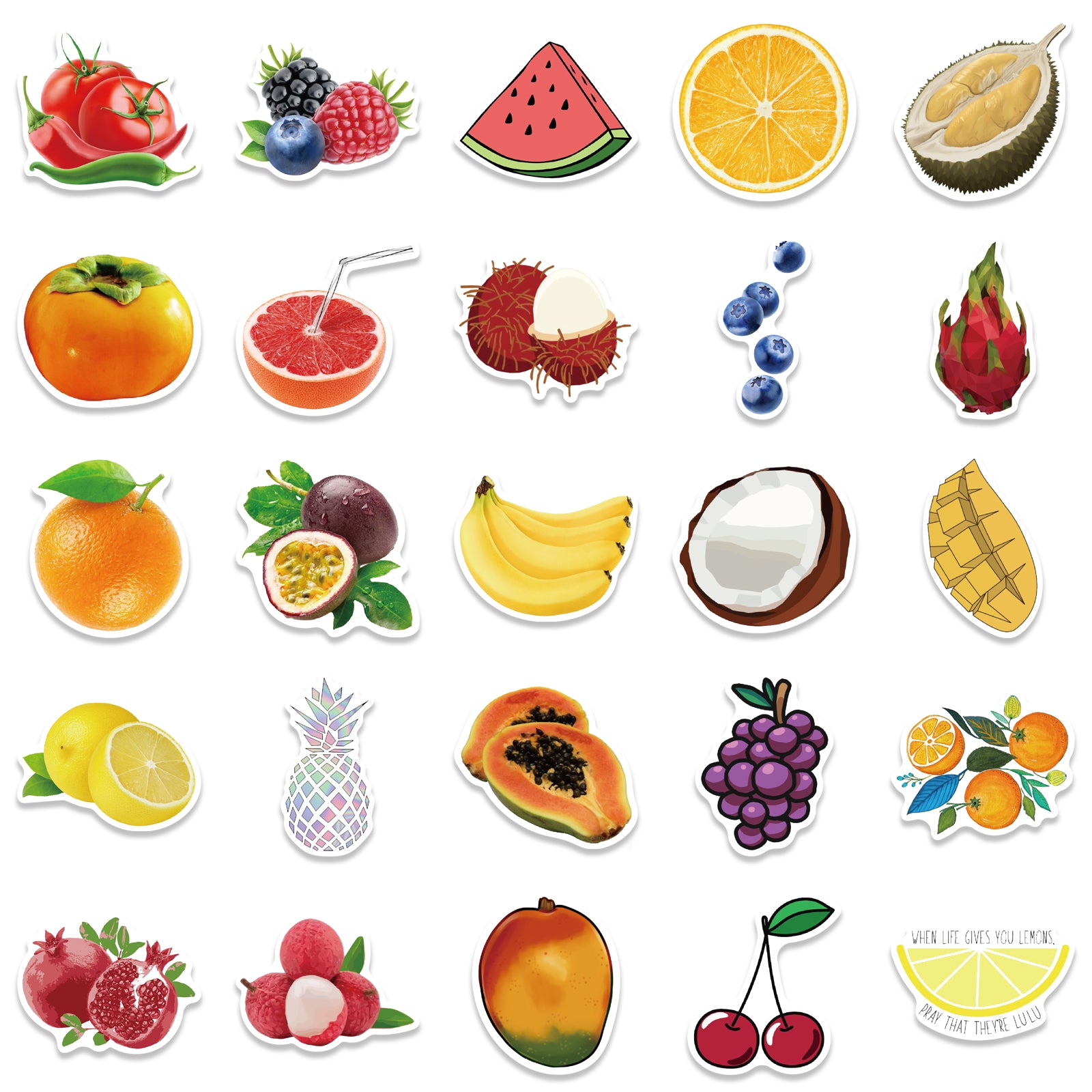 50pcs Fruits Collection 1 Stickers – AU Sticker World