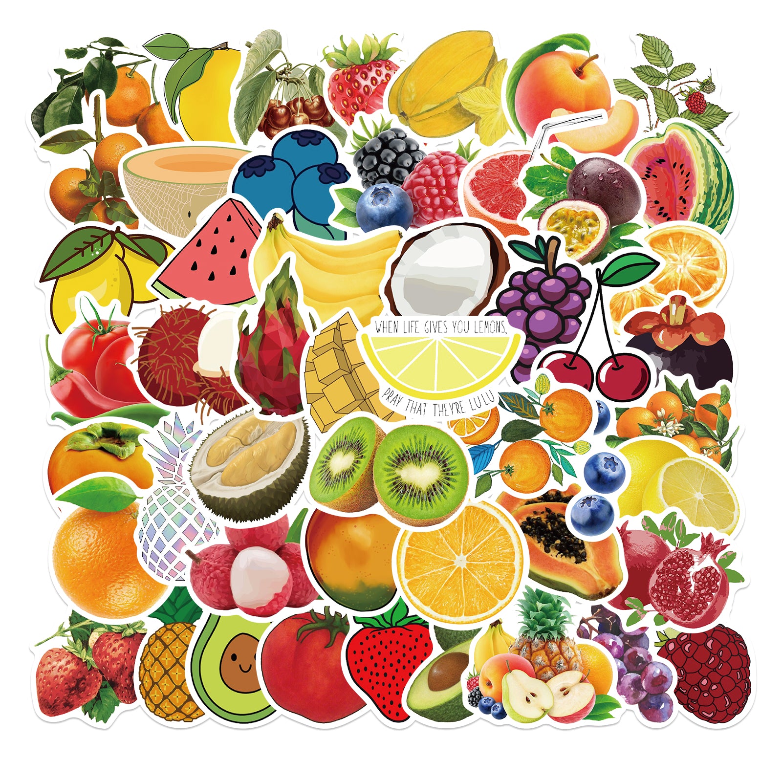 50pcs Fruits Collection 1 Stickers – AU Sticker World