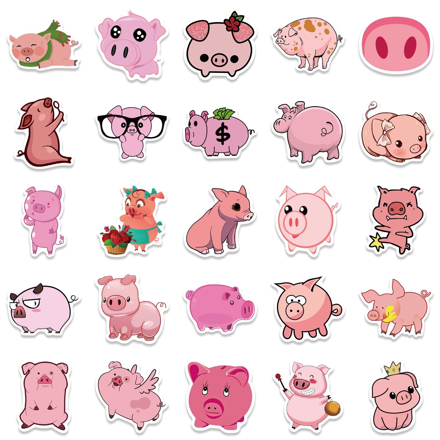 50pcs Pink Pig 1 Stickers