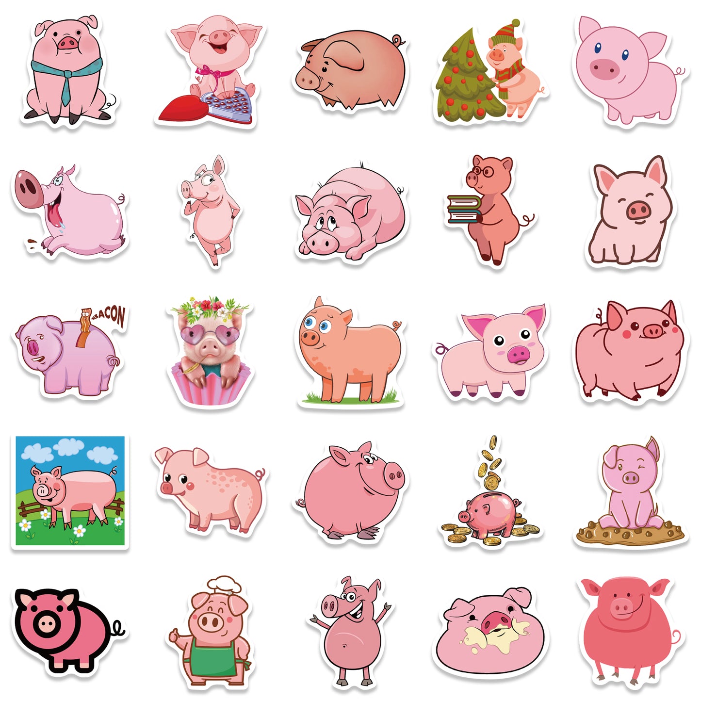 50pcs Pink Pig 1 Stickers