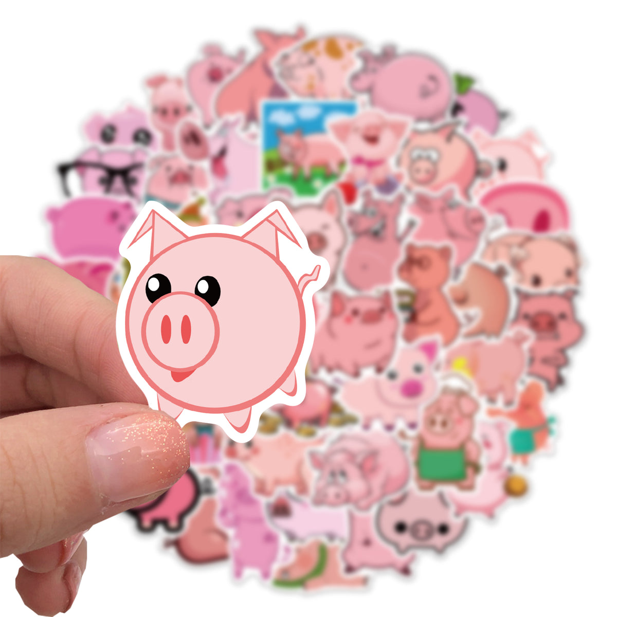 Sticker Sapi Pink 50pcs Pink Pig 1 Stickers – AU Sticker World
