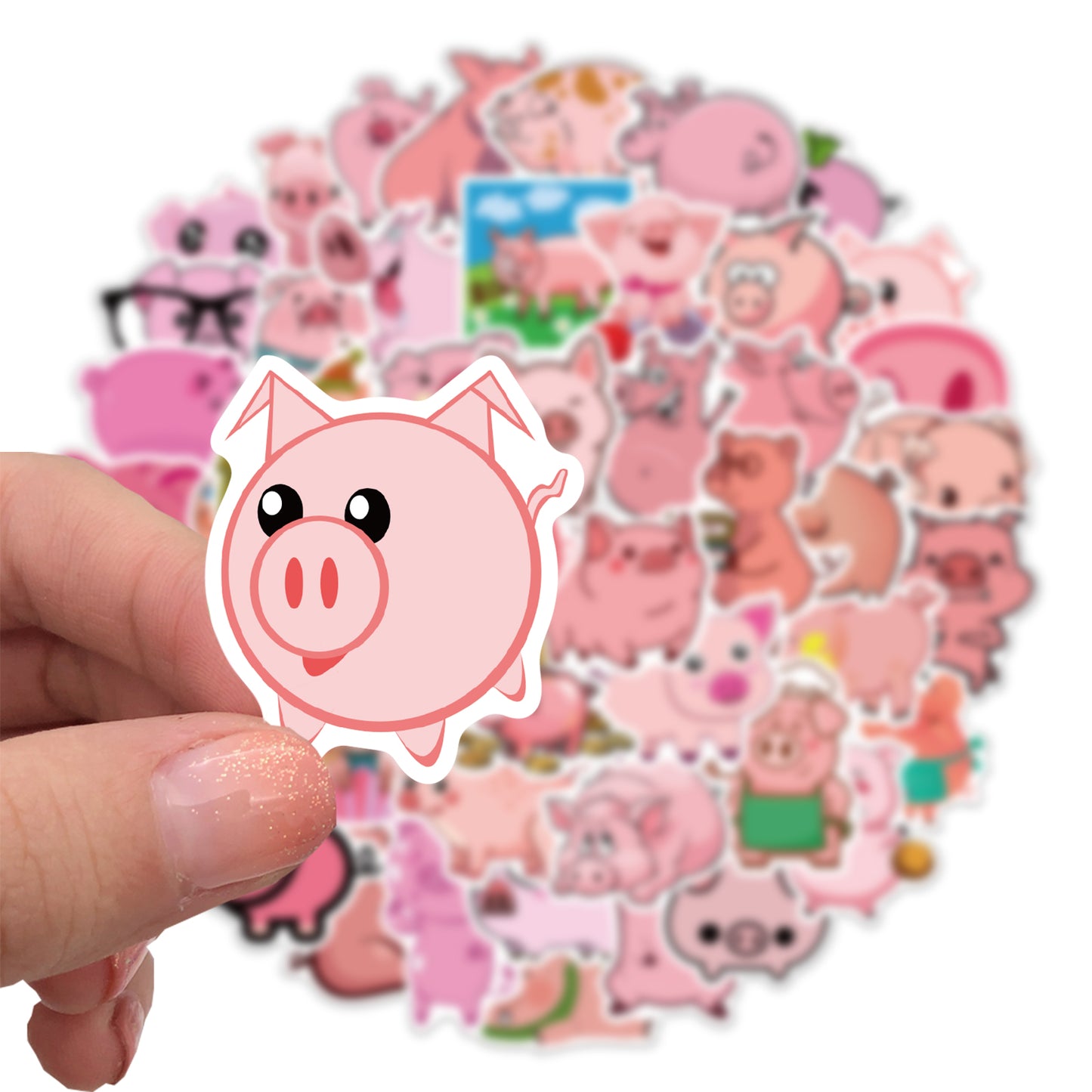 50pcs Pink Pig 1 Stickers