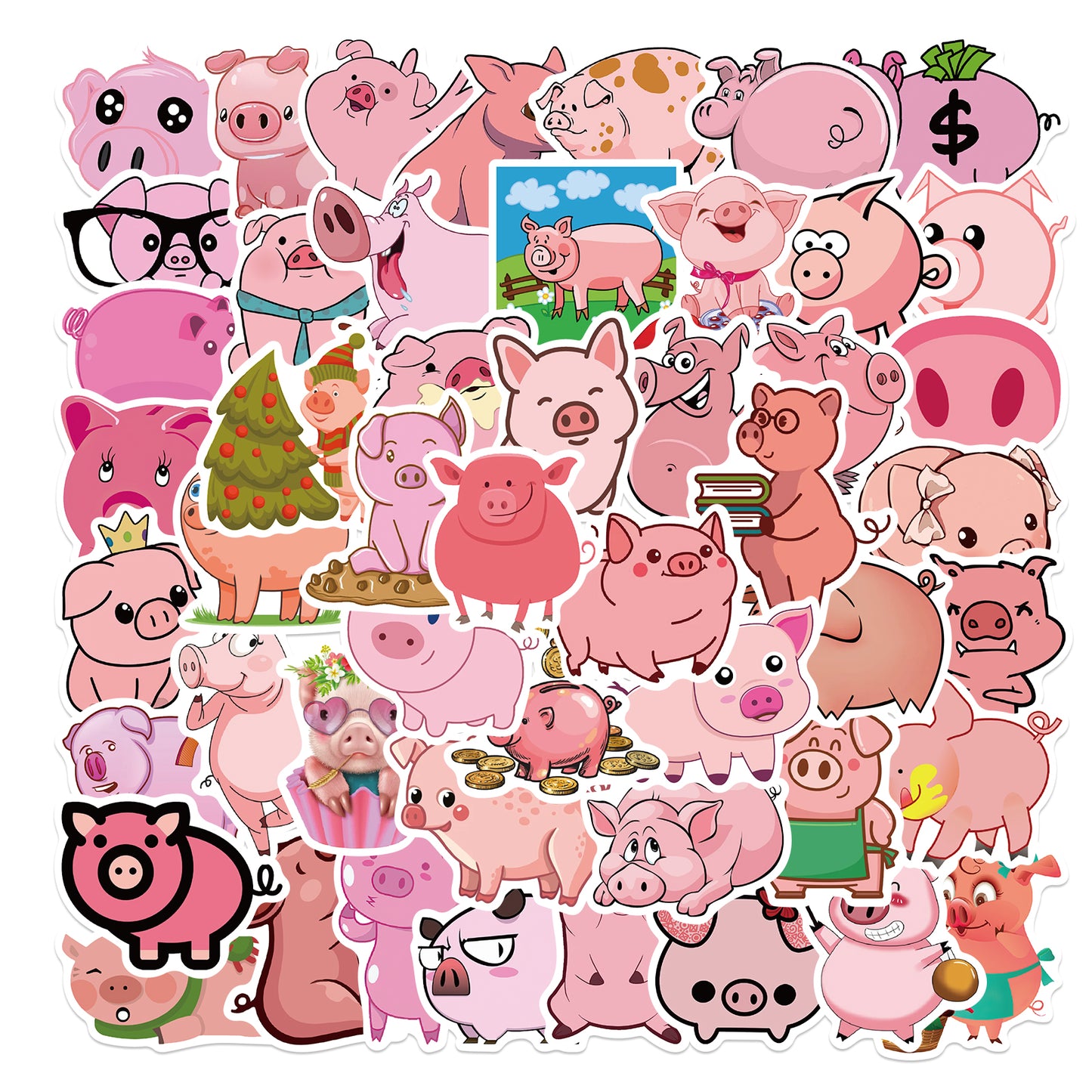 50pcs Pink Pig 1 Stickers