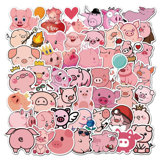50pcs Pink Pig 2 Stickers