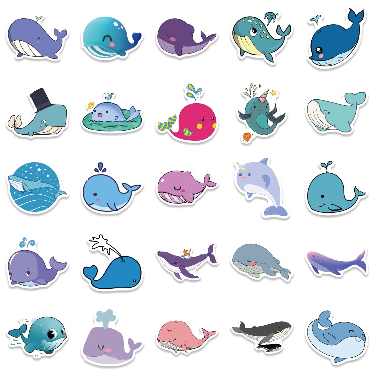 50pcs Whale Stickers