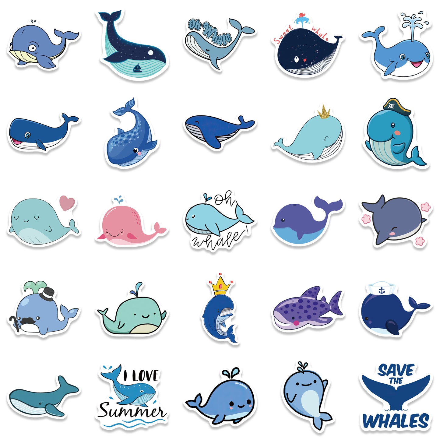 50pcs Whale Stickers