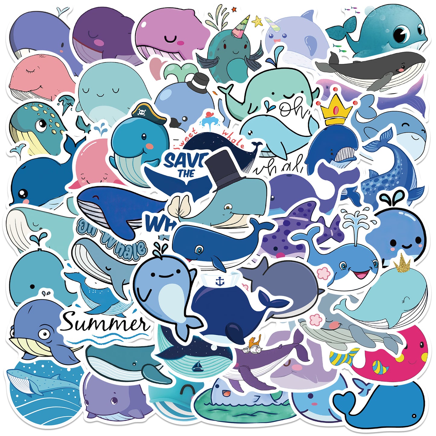 50pcs Whale Stickers