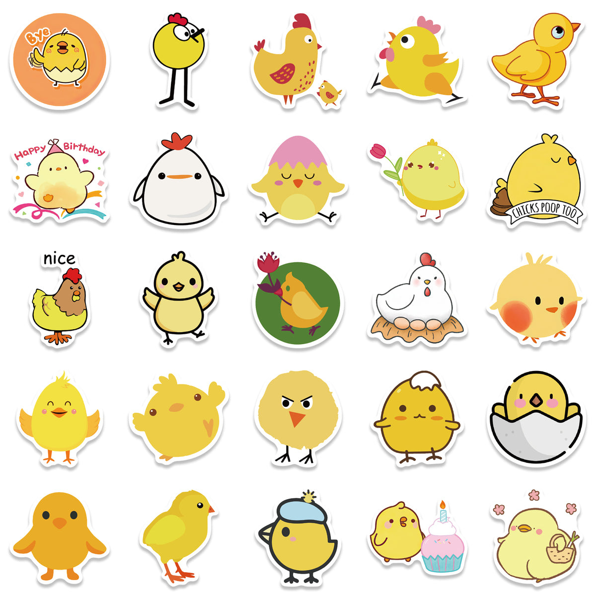 Chicken Mini Stickers 50pcs Little Yellow Chicken 1 Stickers – AU Sticker World
