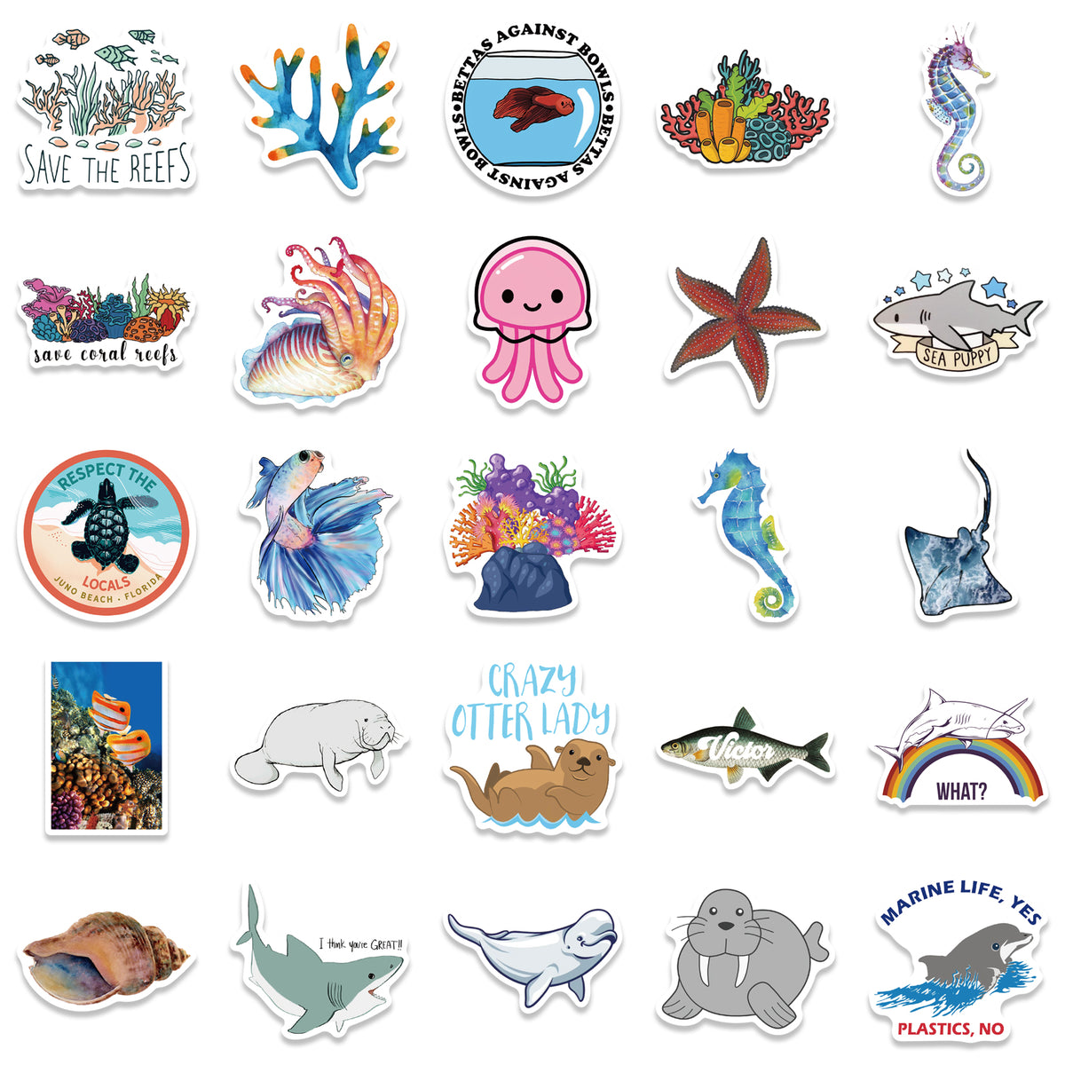 Meer Sticker 50pcs Marine Animals 1 Stickers – AU Sticker World