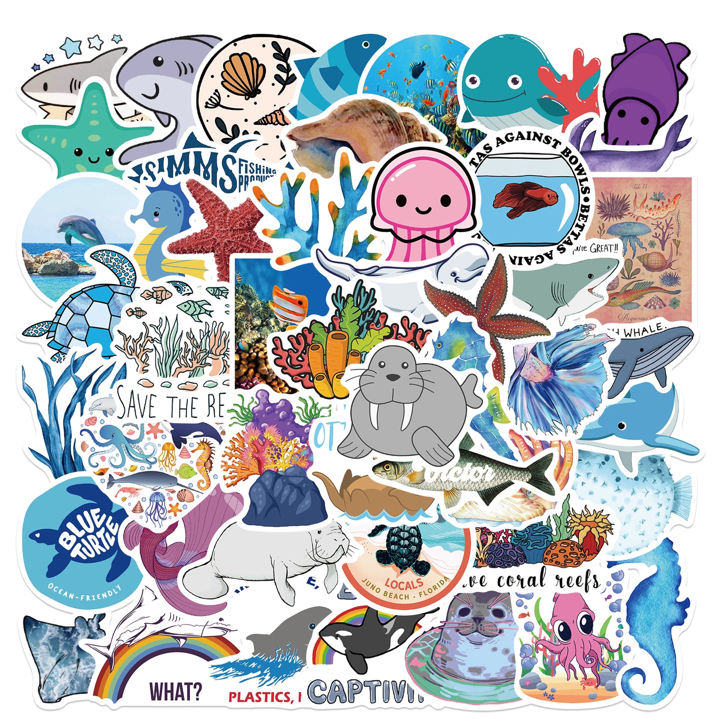 50pcs Marine Animals 1 Stickers