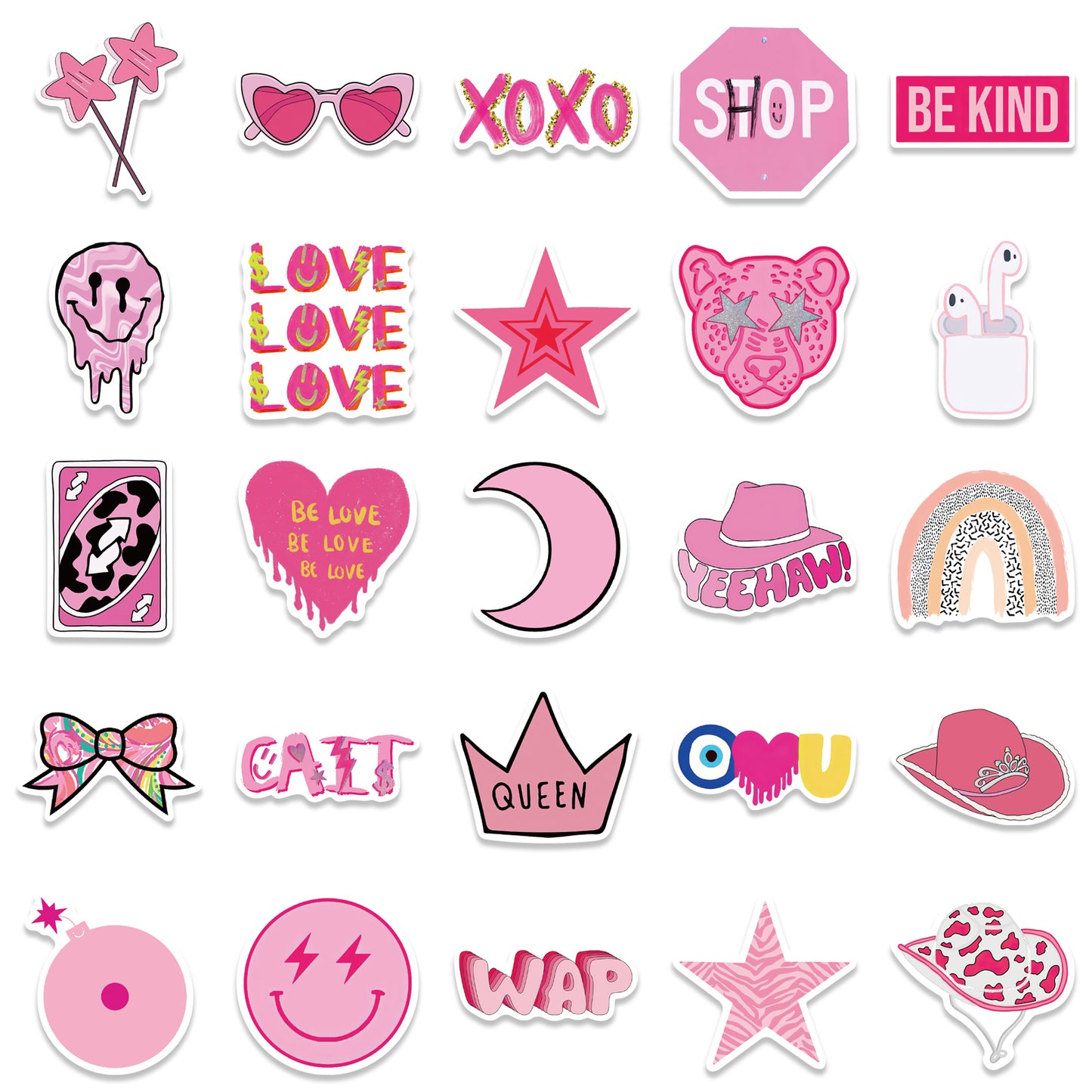 50pcs Pink Preppy Stickers