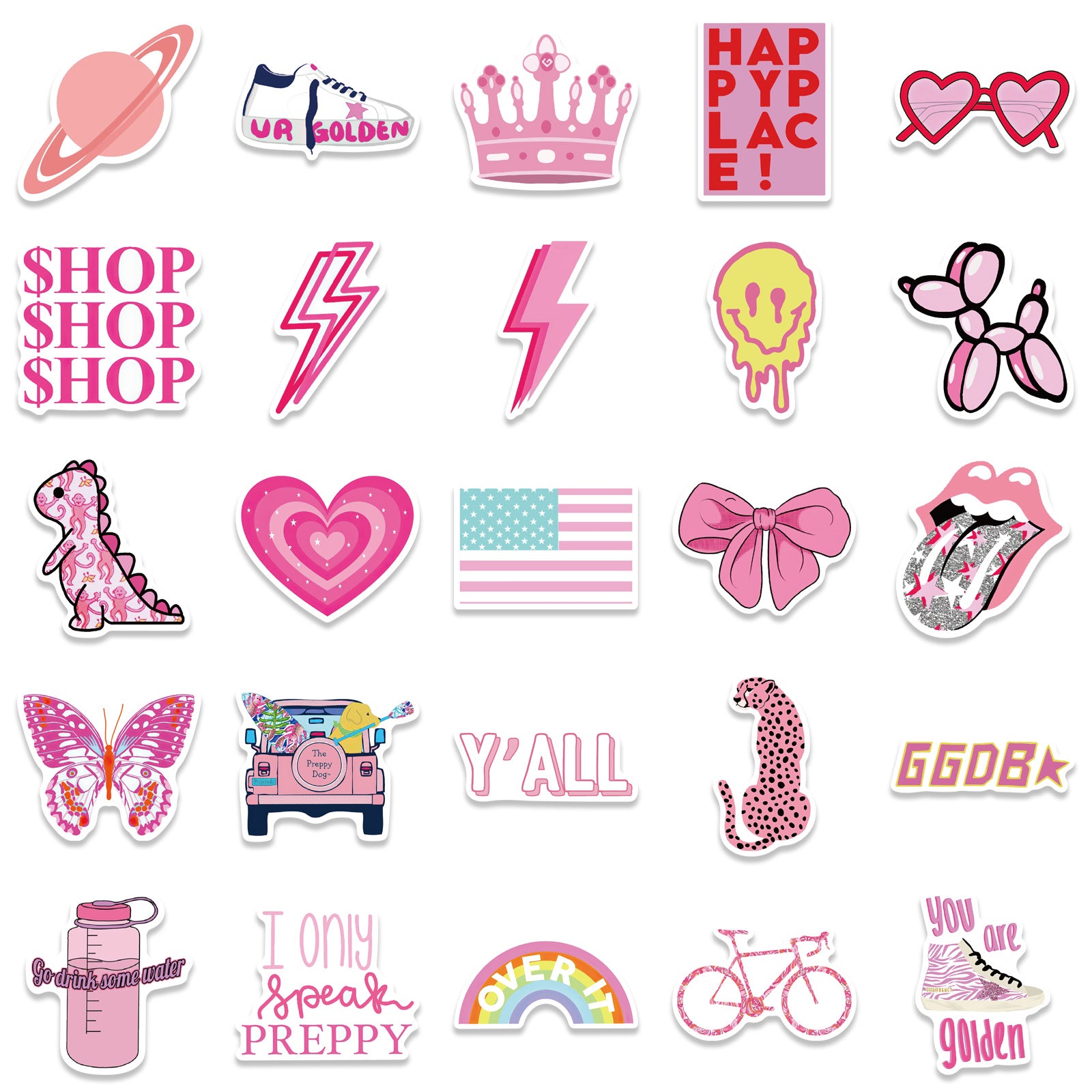 50pcs Pink Preppy Stickers โ AU Sticker World