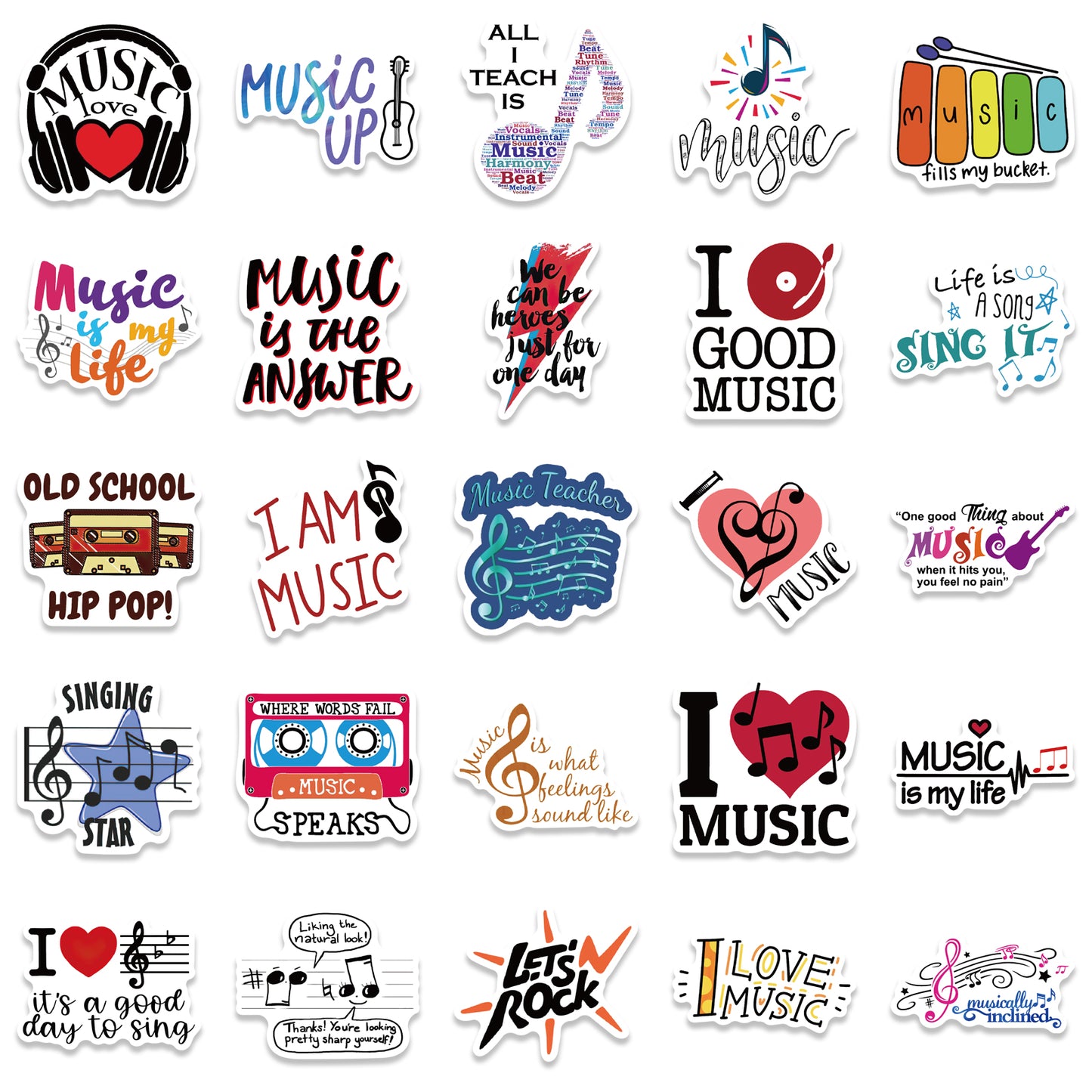 50pcs Music Slogan Stickers