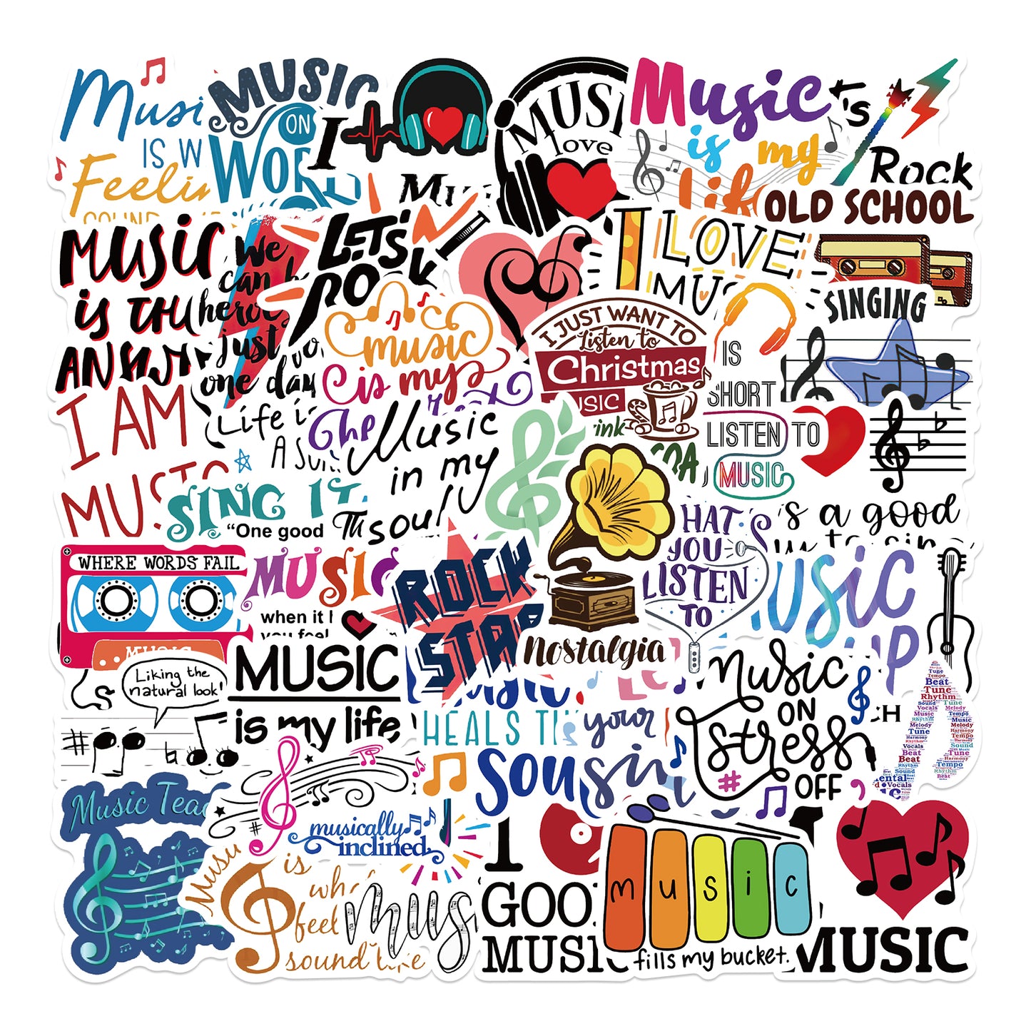 50pcs Music Slogan Stickers