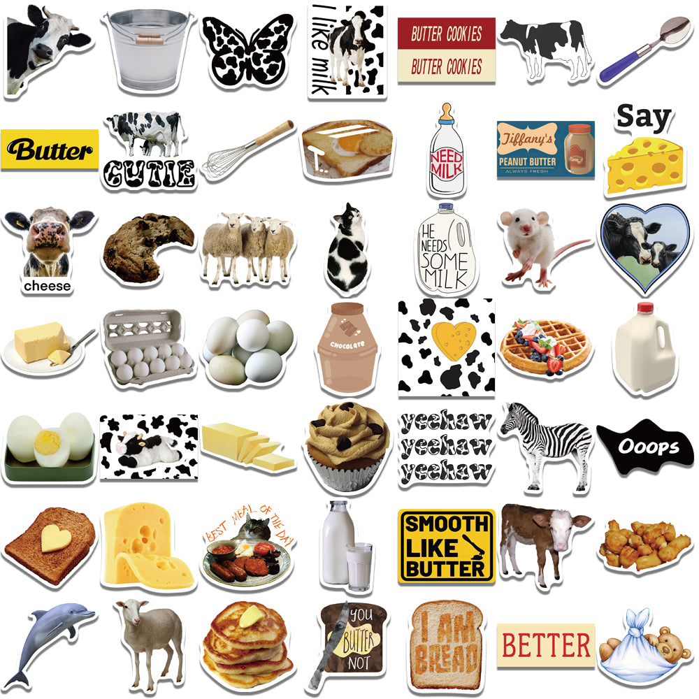 50pcs Milk & Butter Stickers