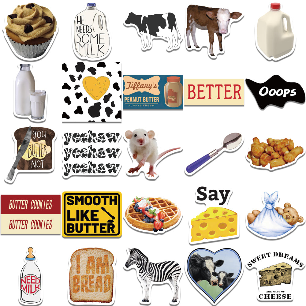 50pcs Milk & Butter Stickers