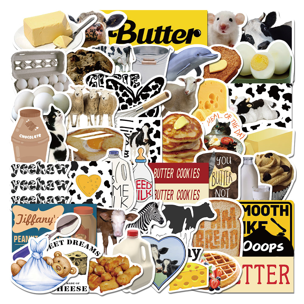 50pcs Milk & Butter Stickers