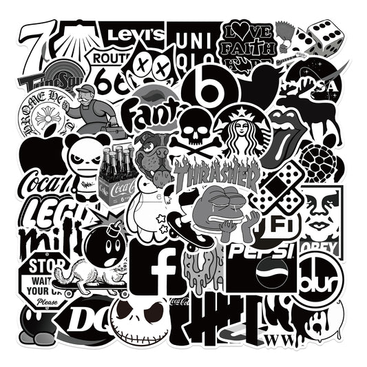 50pcs Black & White Fashion 1 Stickers