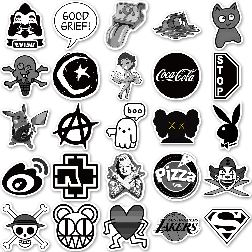 50pcs Black & White Fashion 2 Stickers