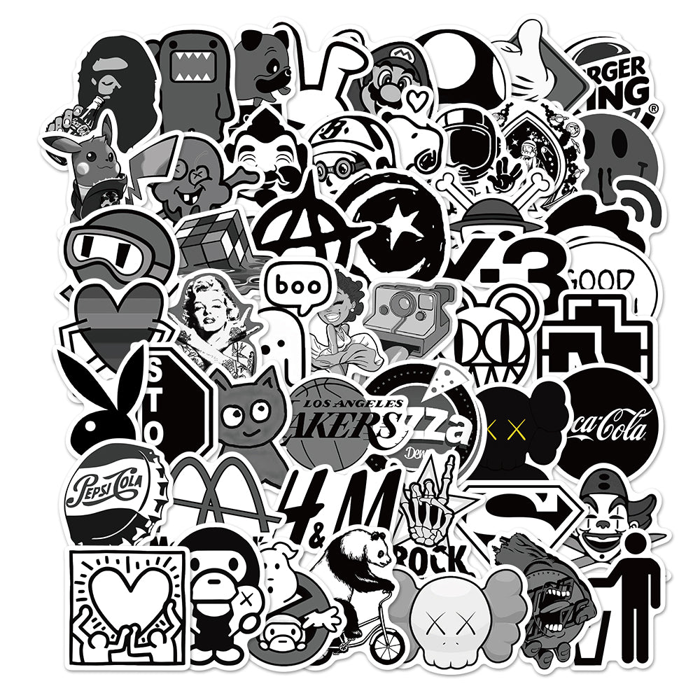 50pcs Black & White Fashion 2 Stickers