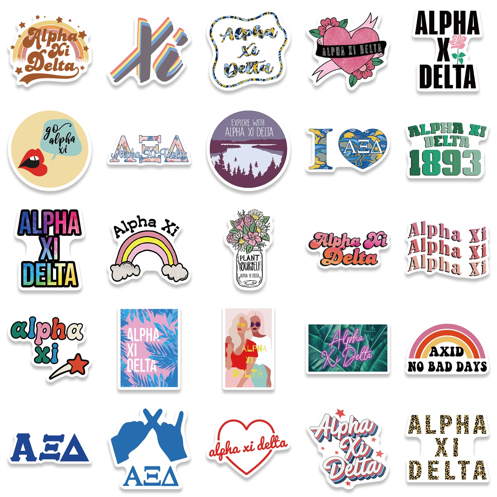 50pcs Alpha Xi Delta Stickers – AU Sticker World