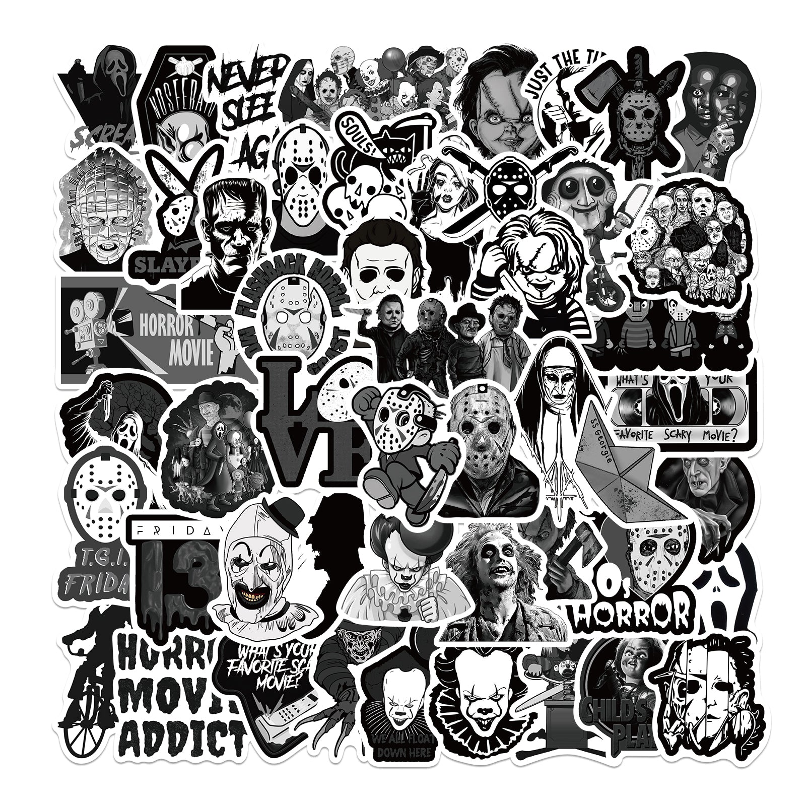 50pcs Black&White Horror Movie 1 Stickers – AU Sticker World