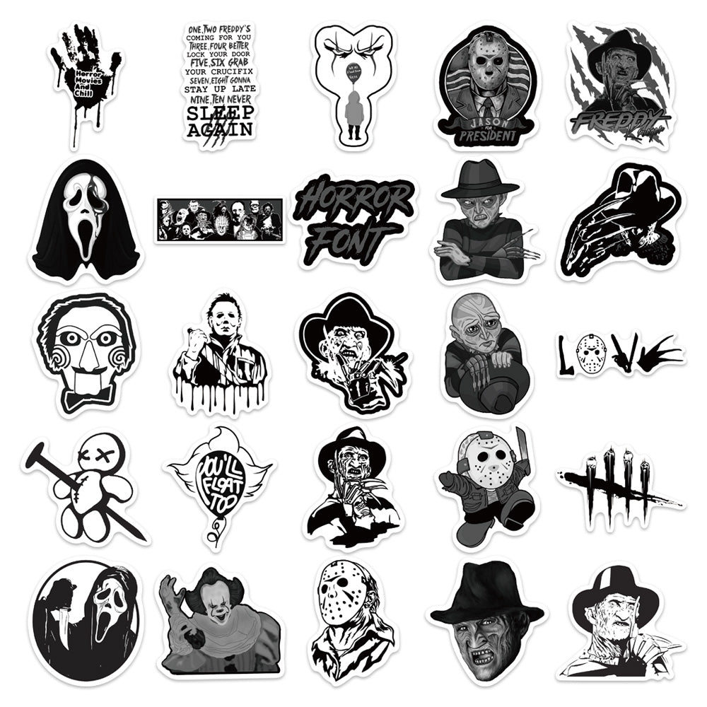 50pcs Black&White Horror Movie 2 Stickers