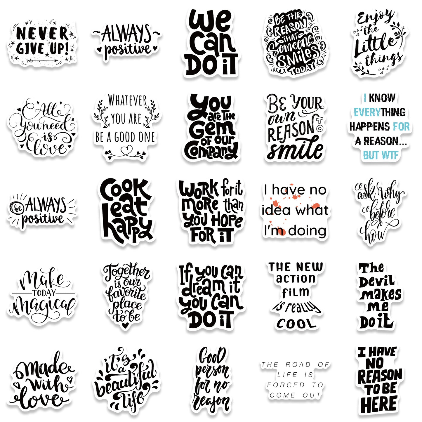 50pcs Short Quotes Stickers