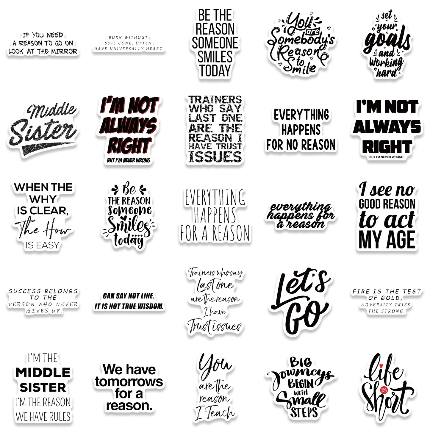 50pcs Short Quotes Stickers