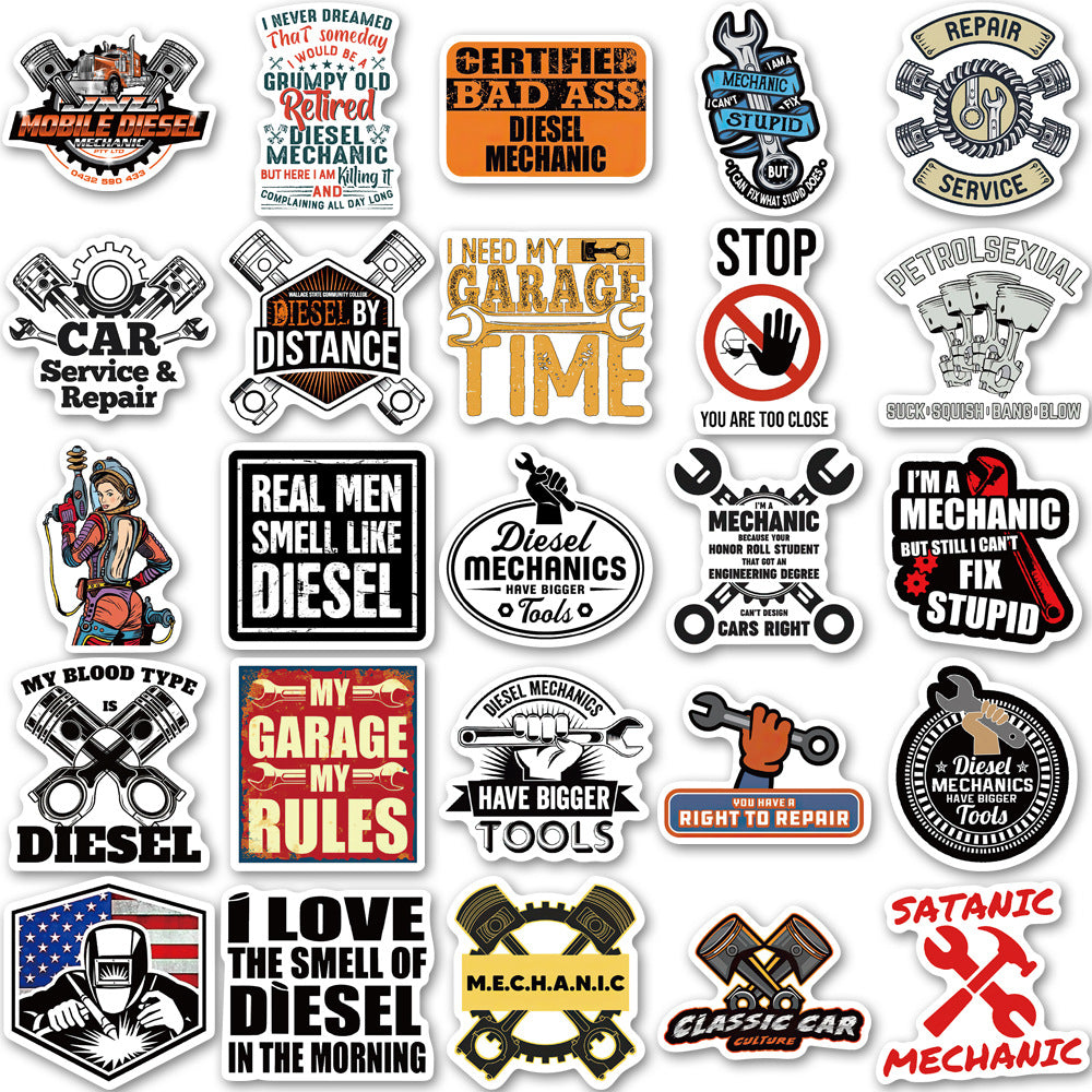 50pcs Diesel Mechanic Stickers