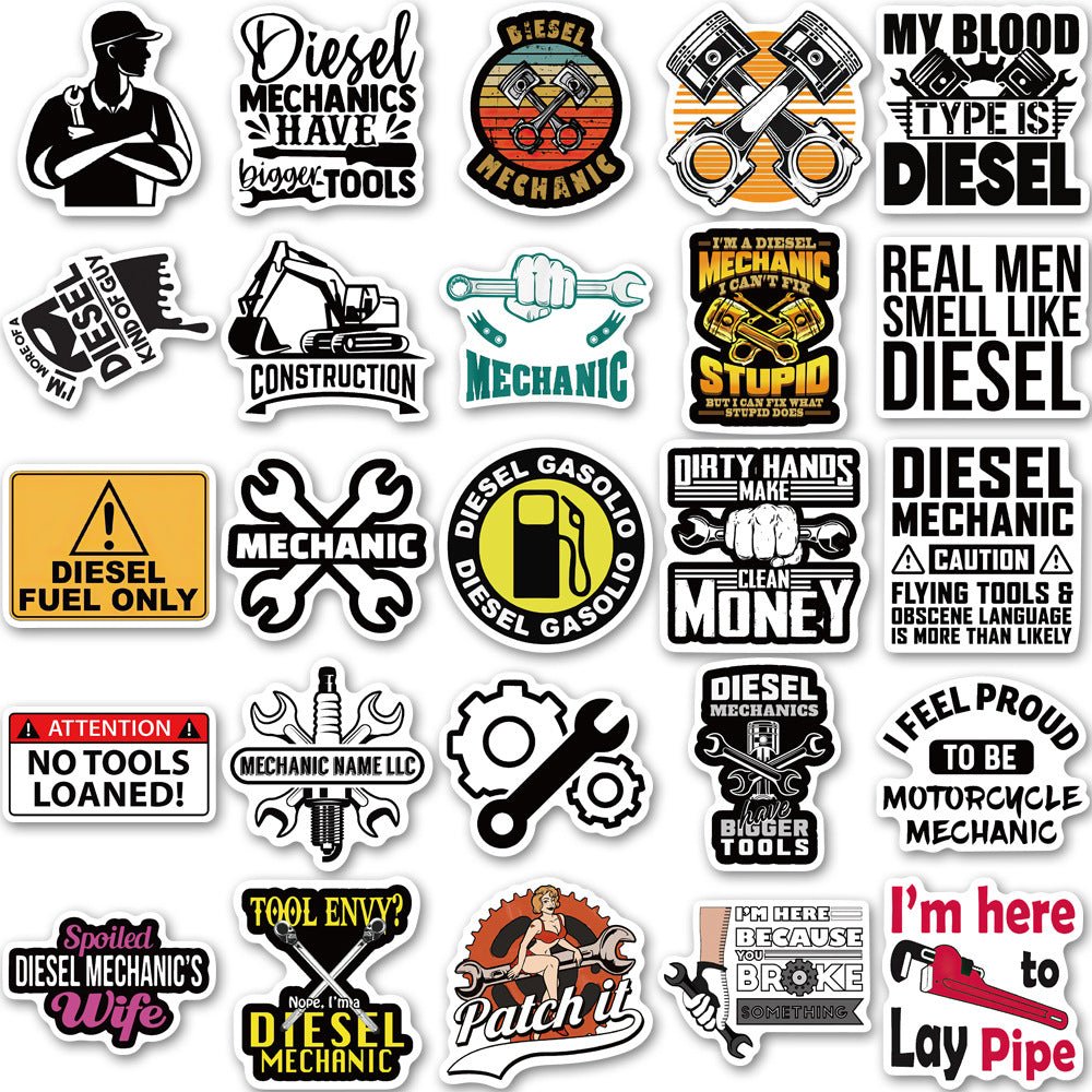 50pcs Diesel Mechanic Stickers