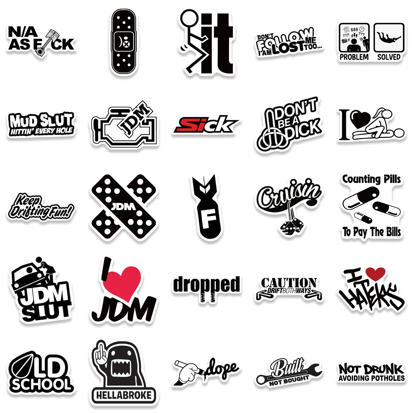 50pcs Funny JDM Stickers