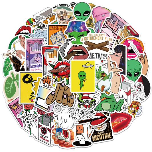 50pcs Cartoon Smoking Stickers