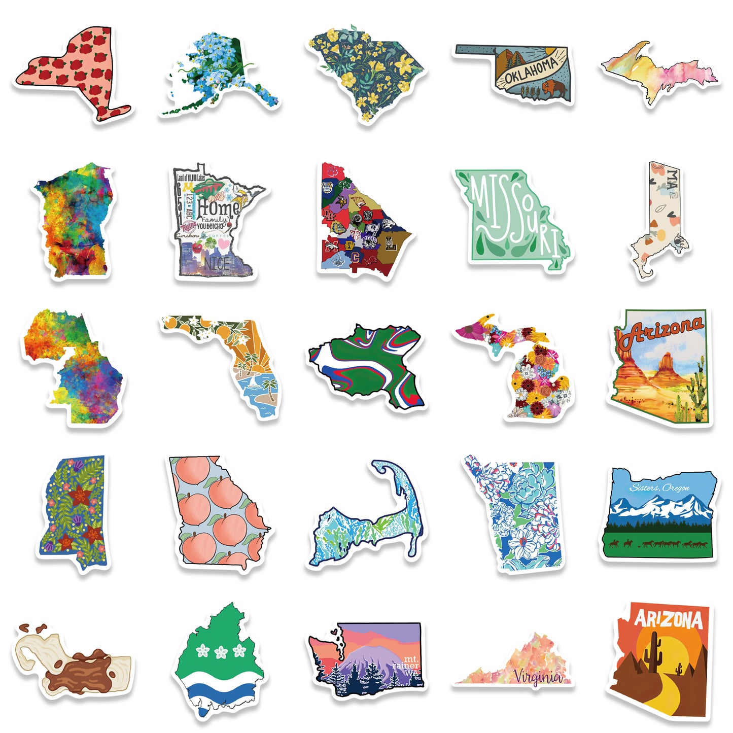 55pcs US States Stickers