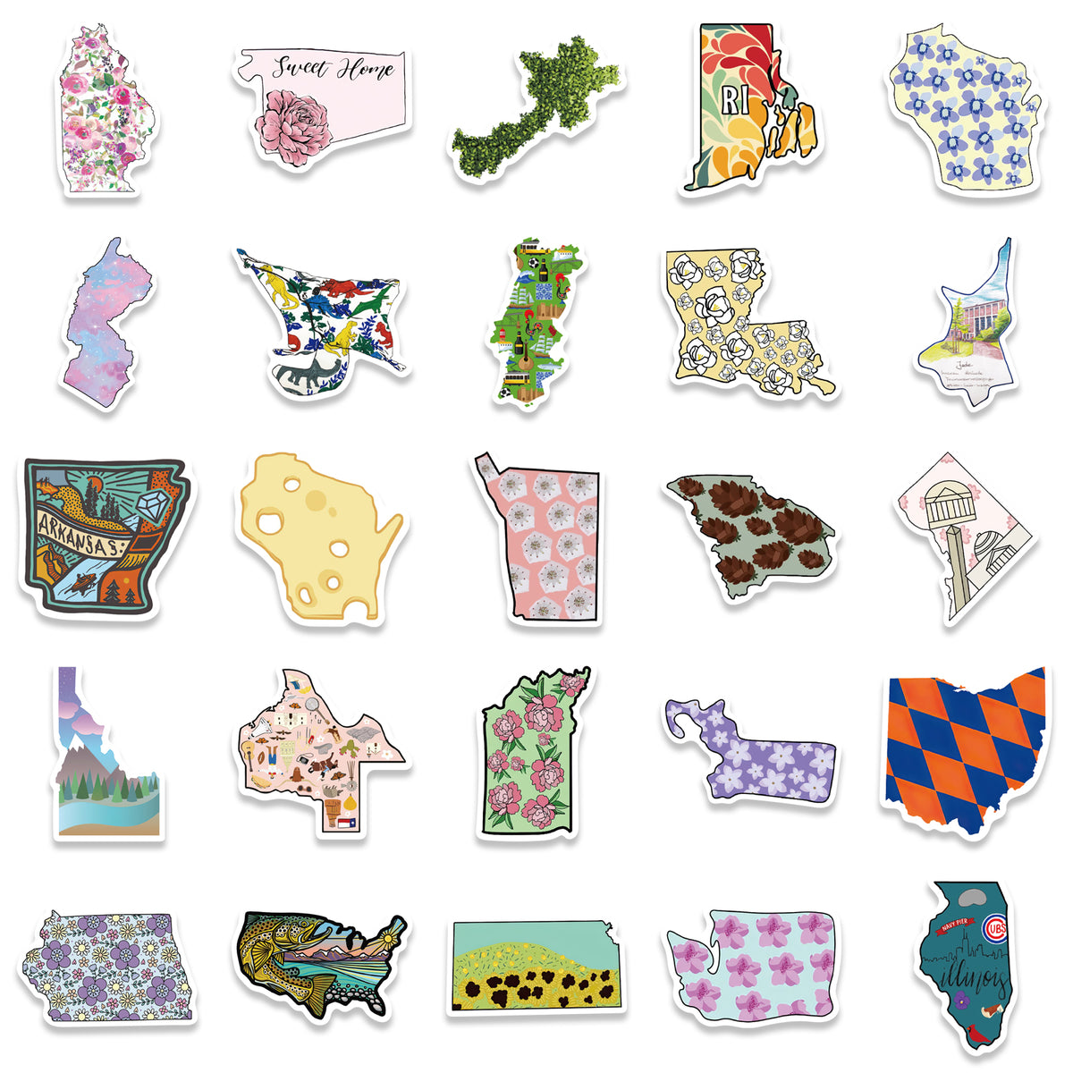 Normal State Sticker 55pcs US States Stickers β AU Sticker World