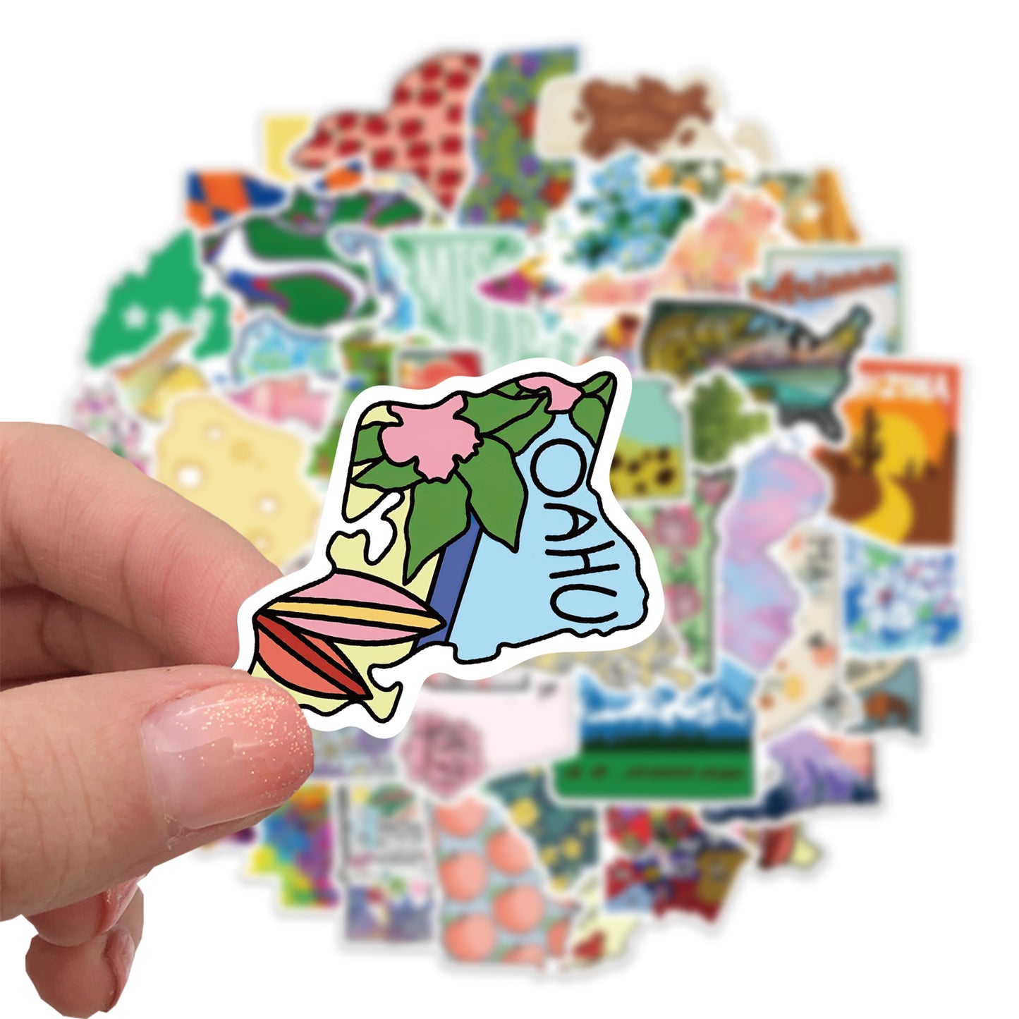 55pcs US States Stickers