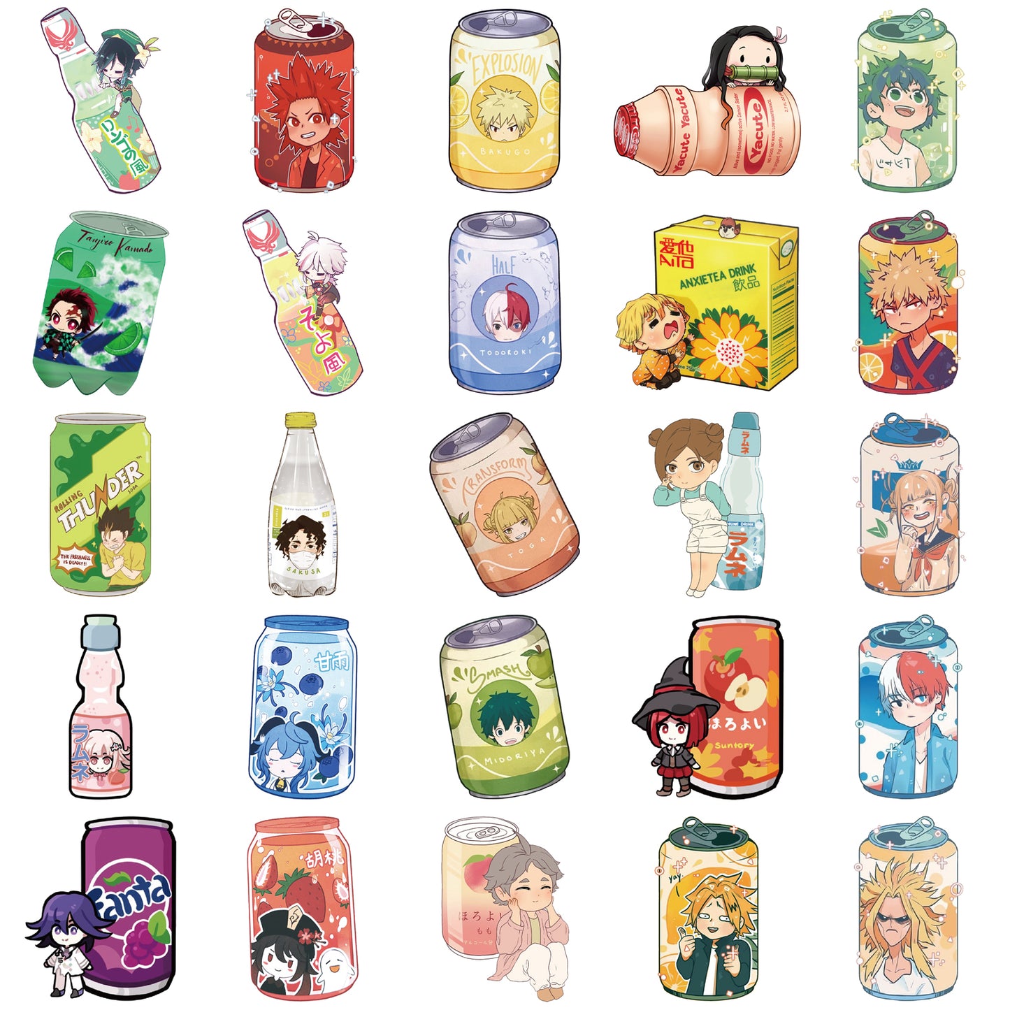 50pcs Chibi Soda Drinks Stickers