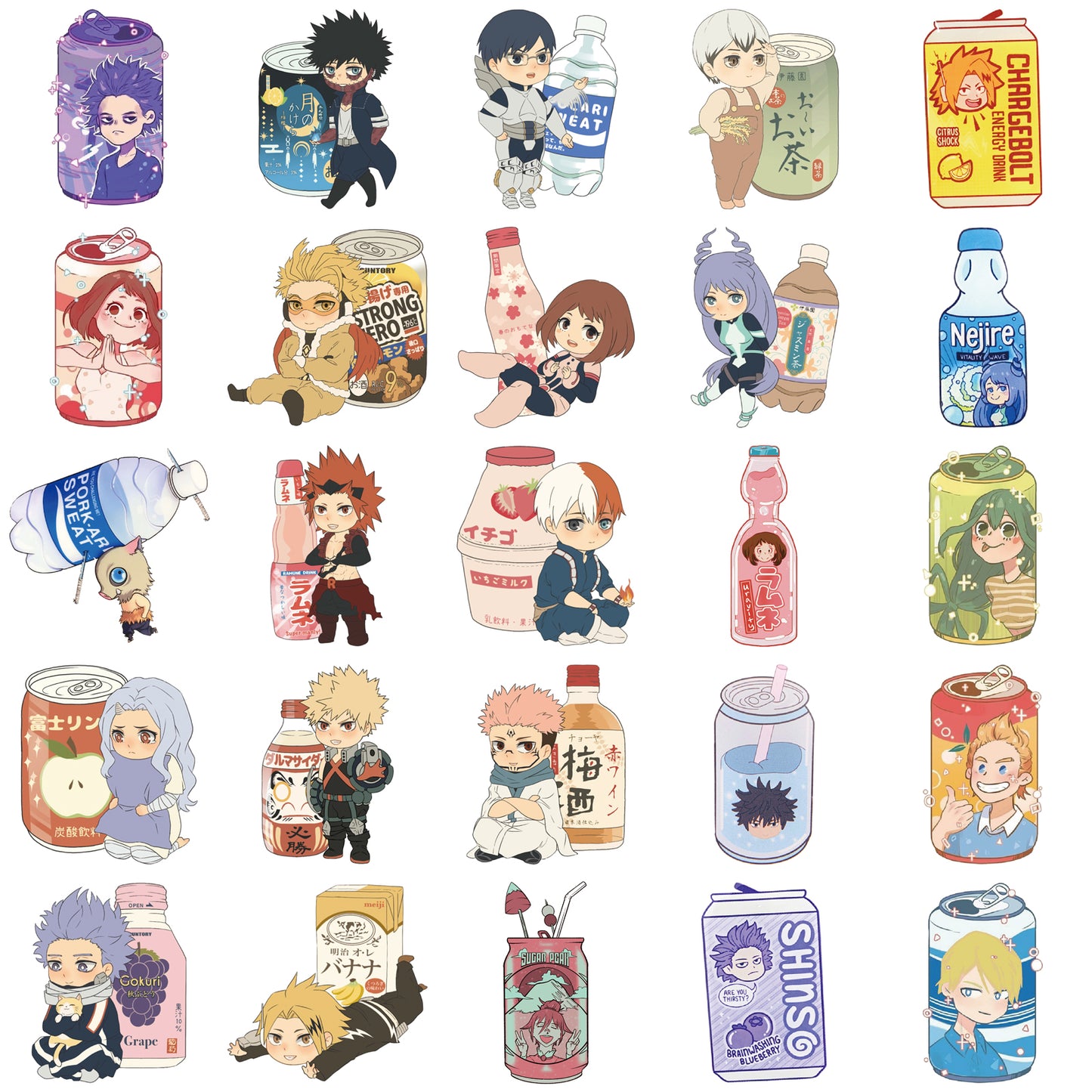 50pcs Chibi Soda Drinks Stickers