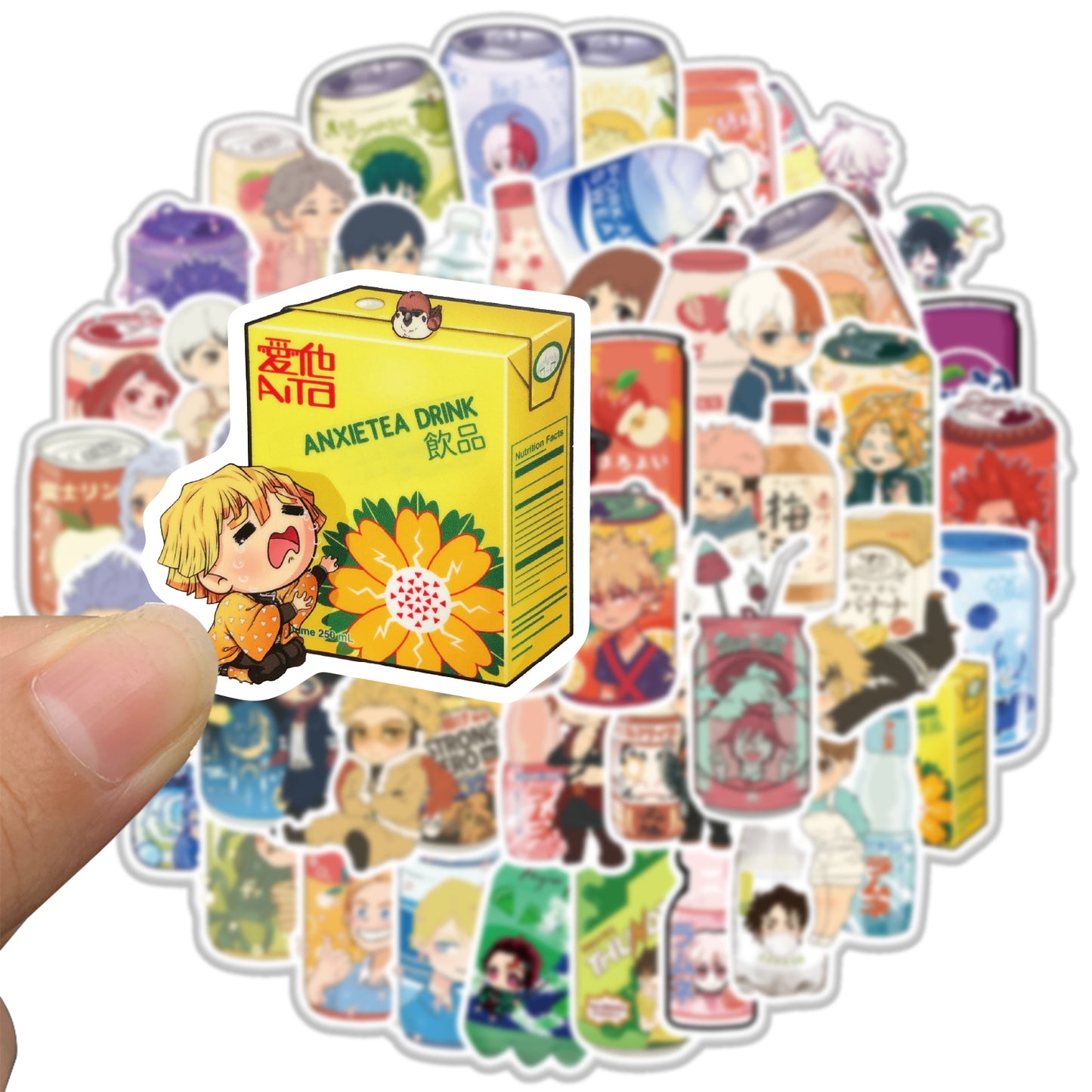 50pcs Chibi Soda Drinks Stickers