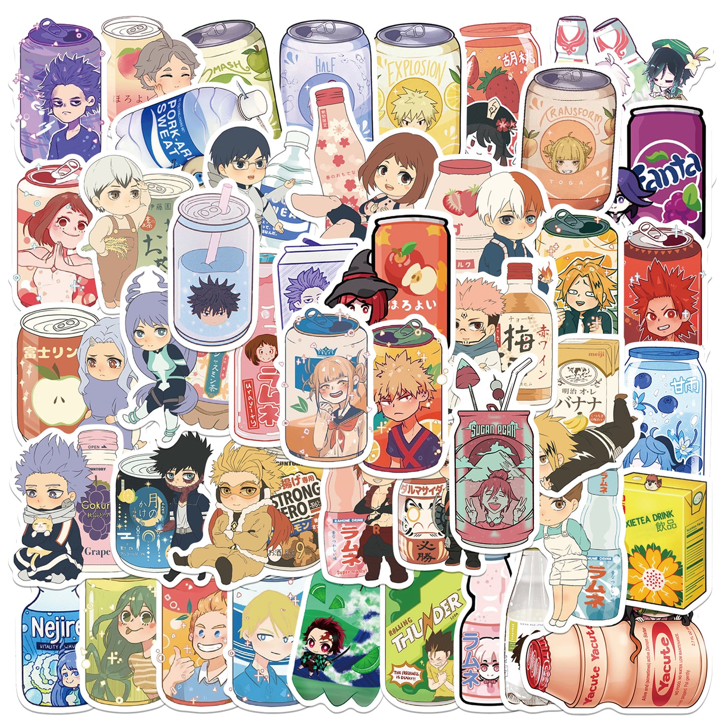 50pcs Chibi Soda Drinks Stickers