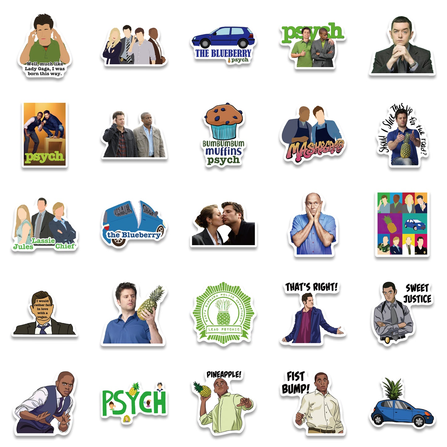 50pcs Psych Stickers