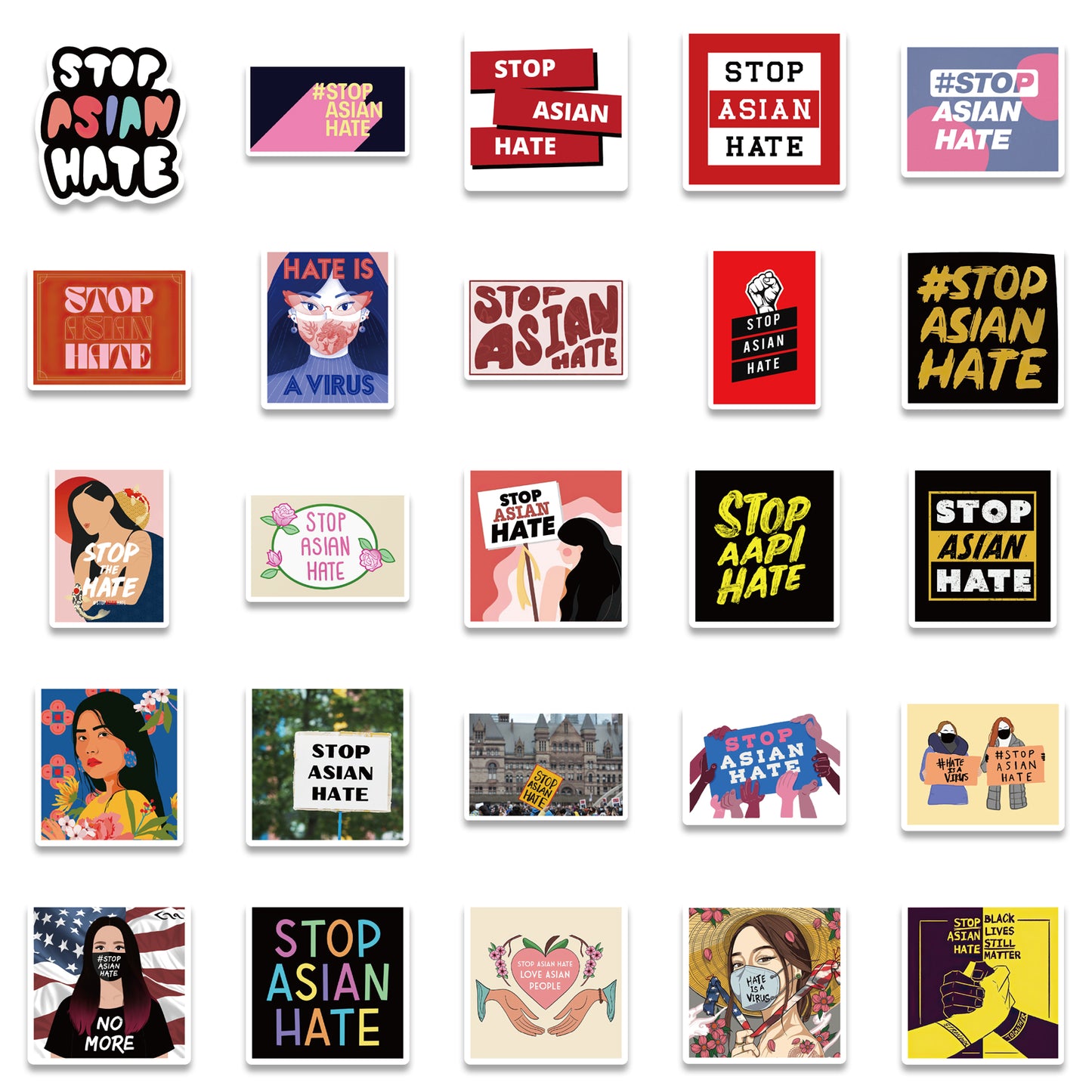 50pcs Stop Asian Hate Stickers