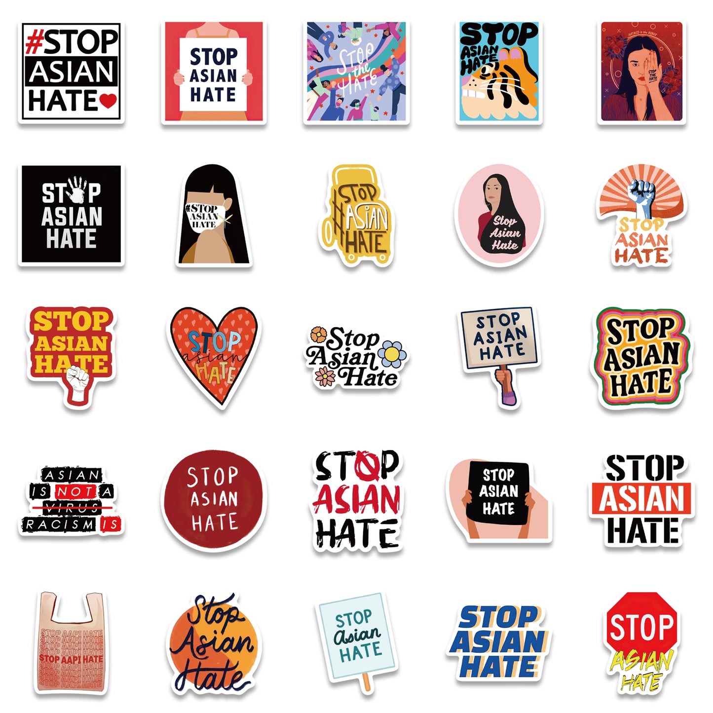 50pcs Stop Asian Hate Stickers