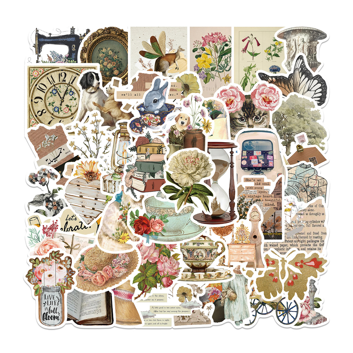 Retro Mini Sticker 50pcs Retro Vintage Art 2 Stickers – AU Sticker World
