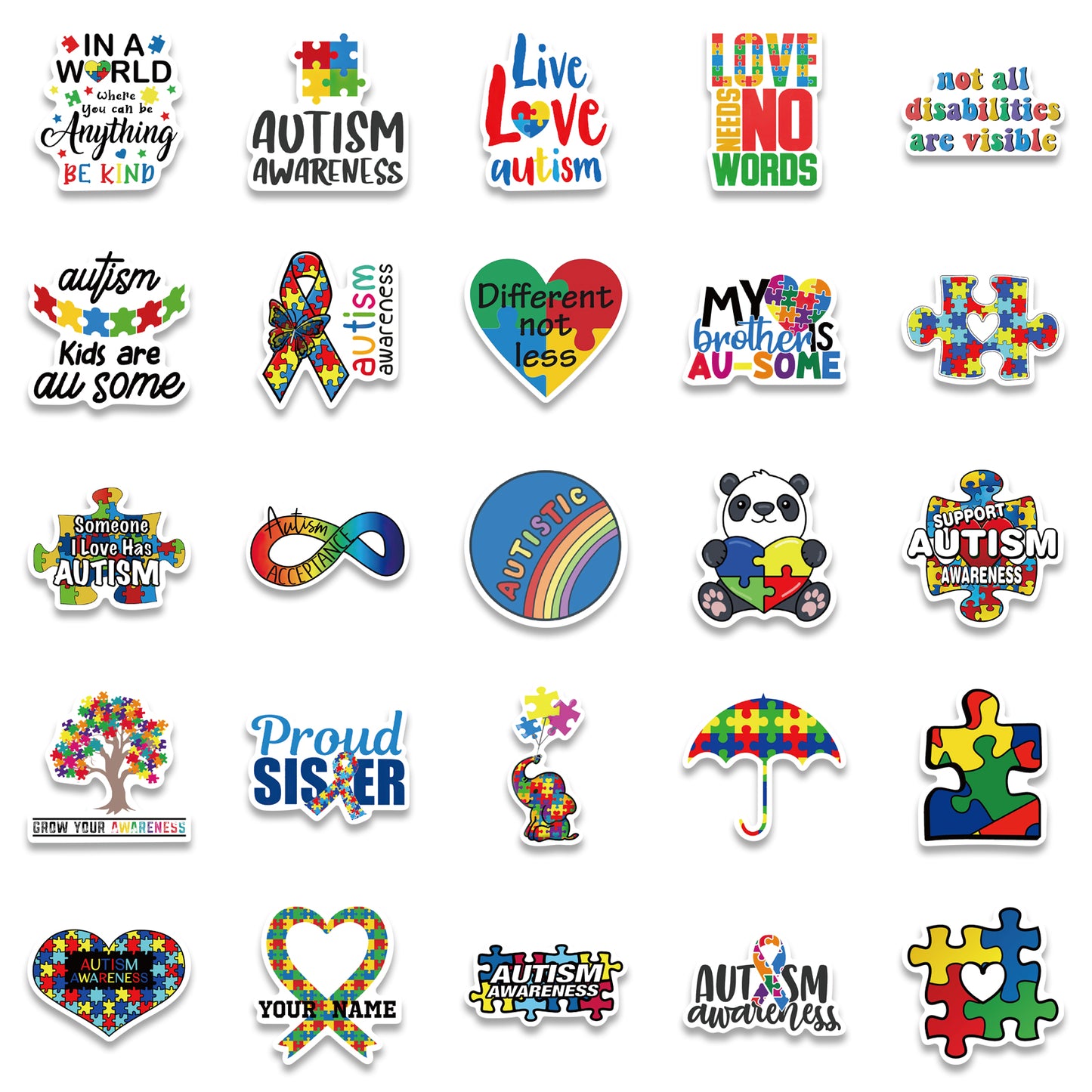 50pcs Autism Awareness Stickers