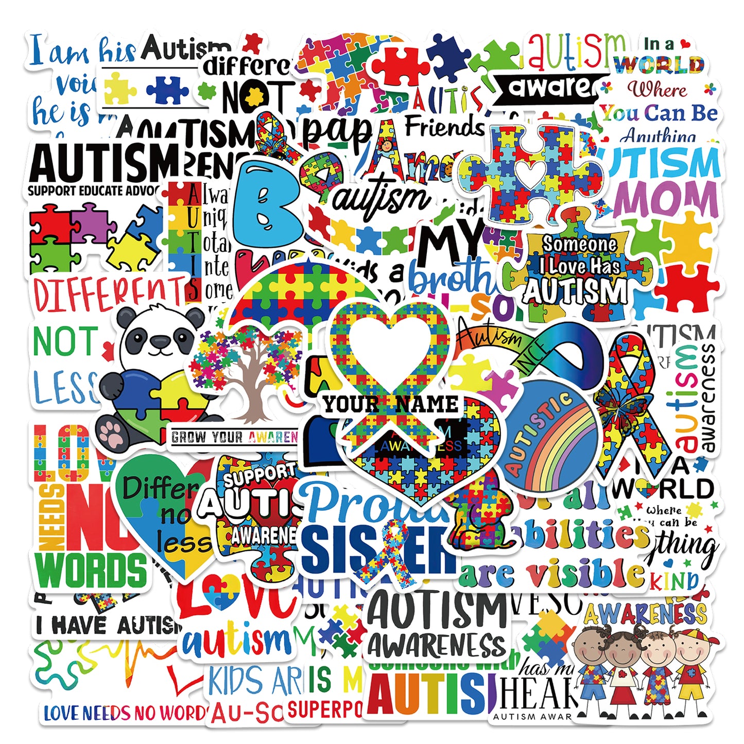 50pcs Autism Awareness Stickers