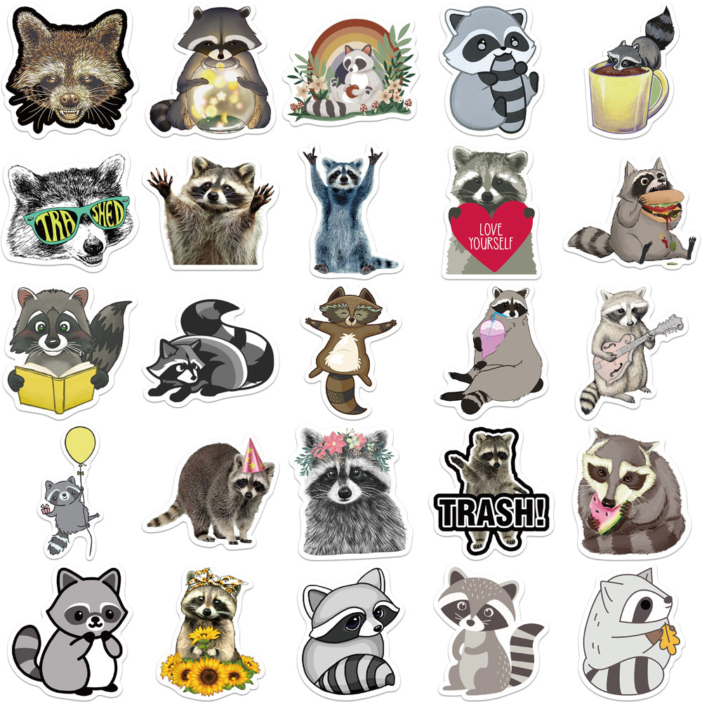 50pcs Raccoon 2 Stickers – AU Sticker World
