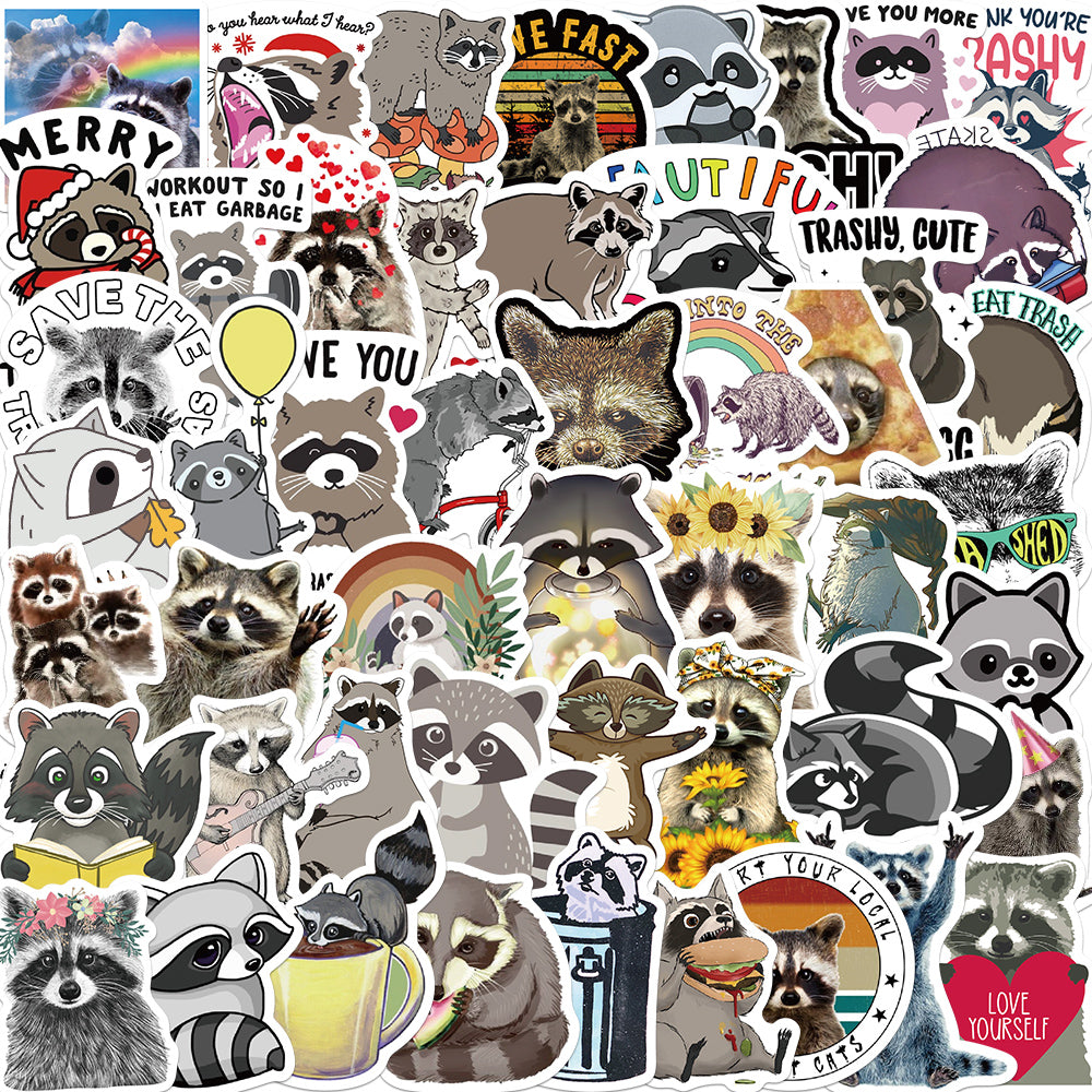 50pcs Raccoon 2 Stickers – AU Sticker World